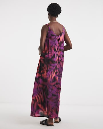 Pleated Front Pinafore Maxi Dress