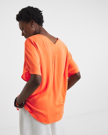 Crinkle Short Sleeve Tunic Top - Orange