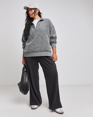 Charcoal Teddy Zip Collar Sweatshirt