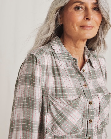 Julipa Embroidered Check Longline Shirt