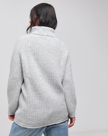 Grey Marl Chunky Roll Neck Longline Jumper
