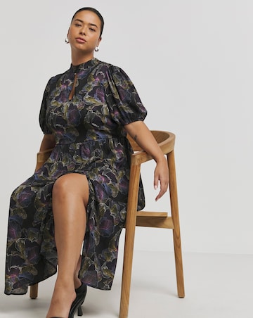 Lovedrobe High Neck Split Front Midi Dress