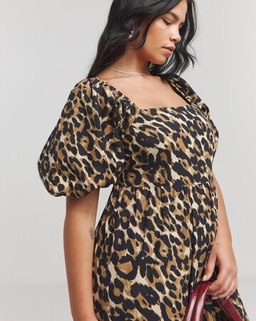 Leopard Print Poplin Maxi Dress