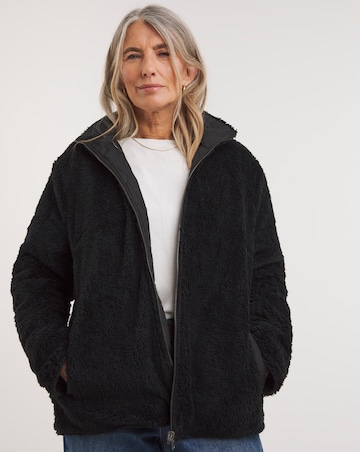 Black Reversible Borg Quilted Jacket