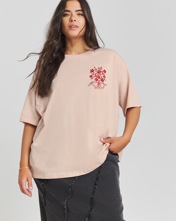Simply Be Blush Pink Pocket Embroidery T-Shirt