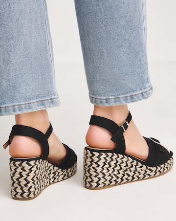 Agatha Buckle Wedge Espadrille Sandals - Extra Wide Fit (EEE)