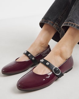 Optimism Studded Mary Jane Ballerina Shoes - Wide Fit (E)