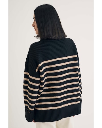 Nobody's Child Stripe Oversized Half Zip Jumper