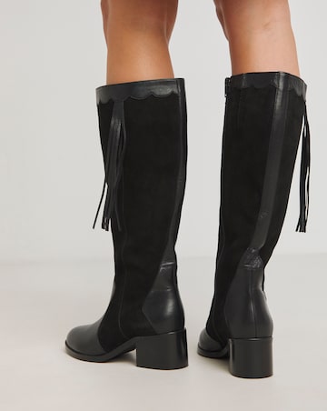Joe Browns Black Suede Knee High Boot -Wide Fit (E) & Standard Calf