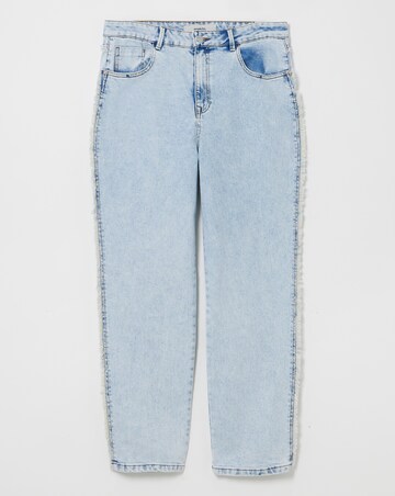 Acid Wash Frayed Side Straight Leg Jean