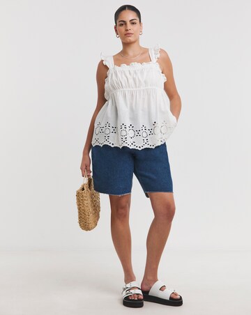 Simply Be White Broderie Detail Cami