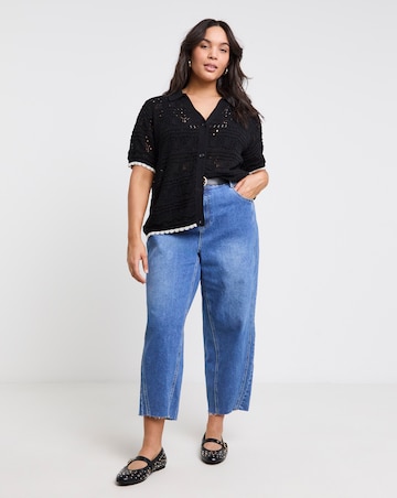 Simply Be Pointelle Collared Knit Top
