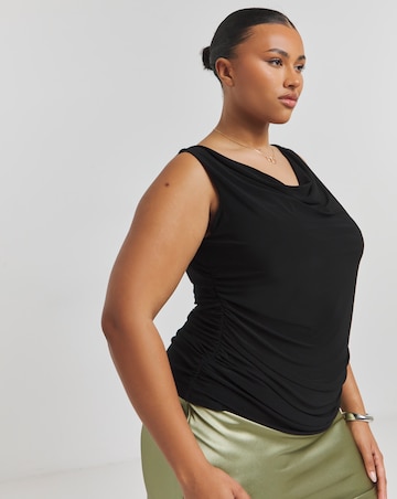 Black Cowl Neck Top