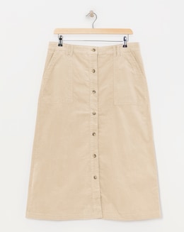 Julipa Pure Cotton Button Down Stretch Cord Skirt