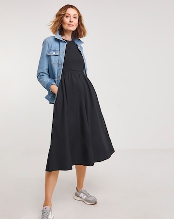 Poplin Rib Sleeveless Smock Dress