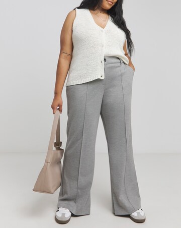 Grey Jersey Wide Leg Tailored Trouser