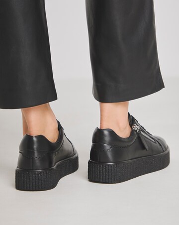 Quincy Side Zip Leather Trainer - Wide Fit (E)