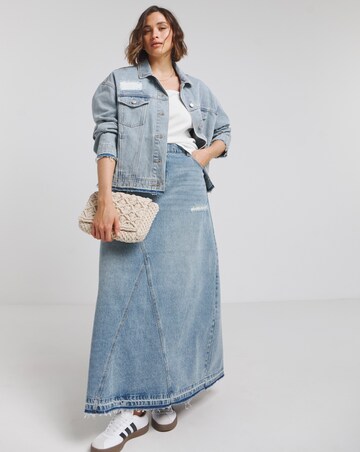 Simply Be Light Wash Rip and Repair Denim Jacket