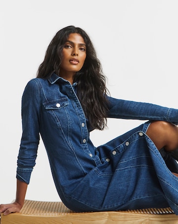 Dark Wash Midaxi Shirt Dress