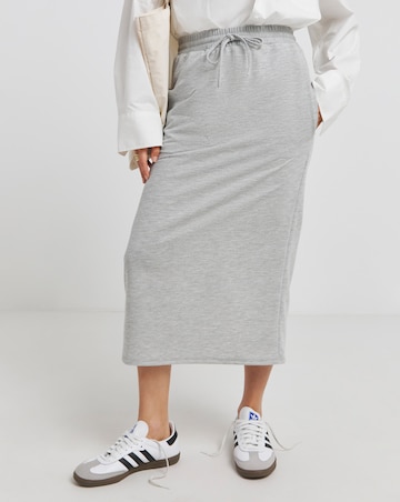 Grey Marl Jersey Maxi Sweat Skirt