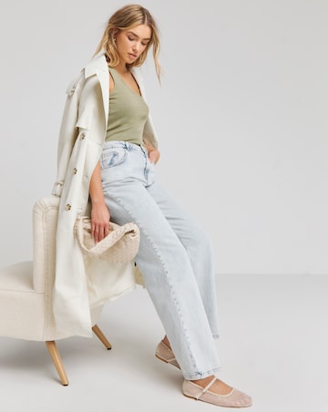 Acid Wash Khaki One Shoulder Rib Top
