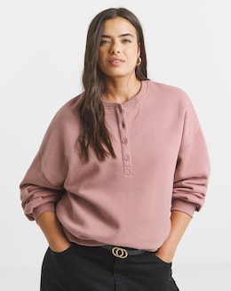 Simply Be Rose Pink Henley Sweatshirt