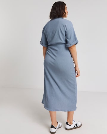 Simply Be Blue Textured Jersey Collared Wrap Dress