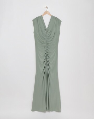 Sage Ruched Front Maxi Bridesmaid Dress