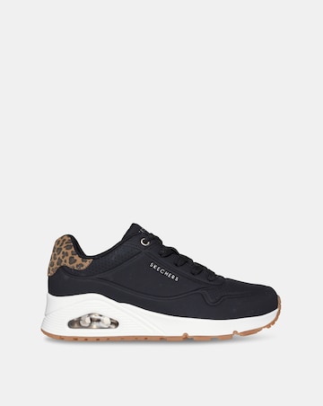 Skechers Uno Trainers With Leopard Back Standard Fit