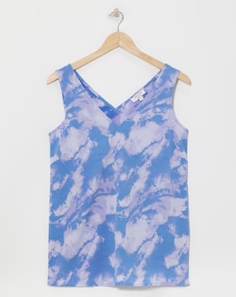 Printed V Neck Woven Vest