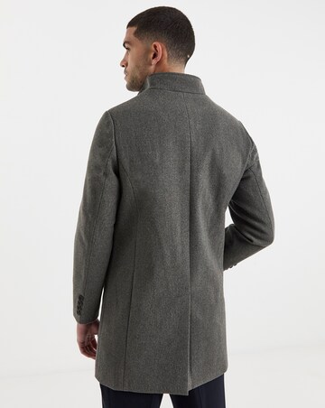 Grey Faux Wool Funnel Coat