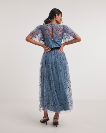 Joanna Hope Mesh Spot Midi Dress