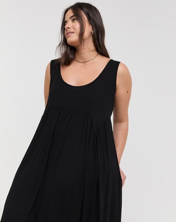 Black Crinkle Midi Sundress