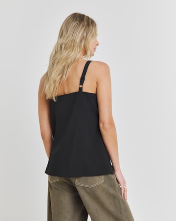Black Lightweight Woven Scoop Neck Cami Top