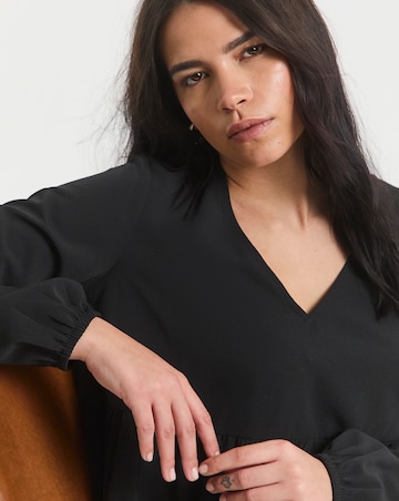 Simply Be Black Tiered Smock Top