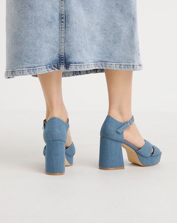 Mia Cross Front Platform Heeled Sandals - Extra Wide Fit (EEE)