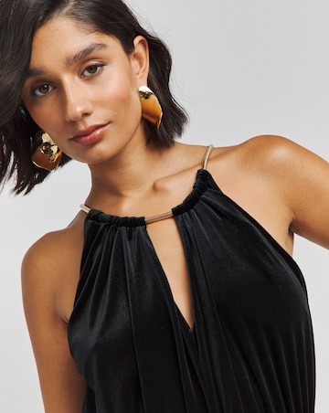 Black Velour Wide Leg Jumpsuit