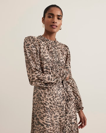 Phase Eight Eve Leopard Fil Coupe Print Midi Dress