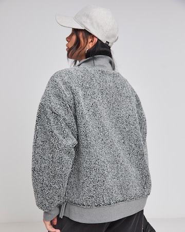Charcoal Teddy Zip Collar Sweatshirt