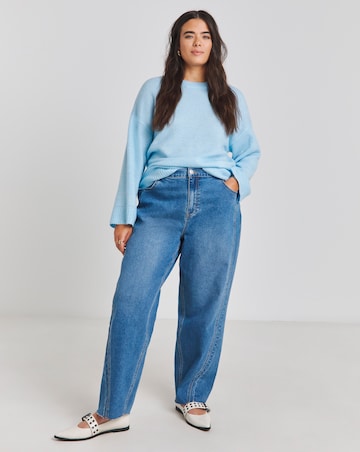 Simply Be Blue Crew Neck Knitted Jumper