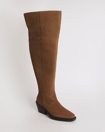 Zena Western Cowboy Suede Over The Knee Boots - Wide Fit (E) & Super Curvy Calf