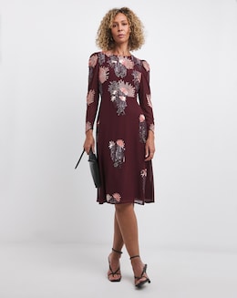 Joanna Hope Cassis Deco Beaded Midi Dress