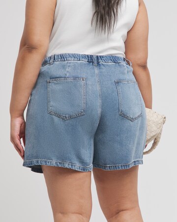 Simply Be Mid Wash Pleat Flippy Short made with Tencel TM Lyocell