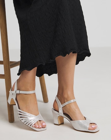 Gloria Strap Detail Low Heel Sandal - Wide Fit (E)
