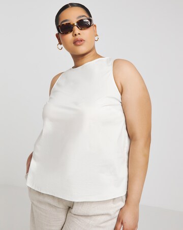 Simply Be White Bow Back Poplin Top