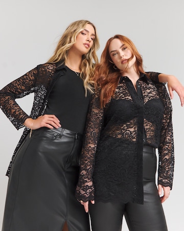 Flounce London Black Lace Shirt