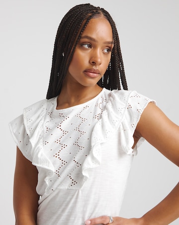 White Broderie Yoke Top