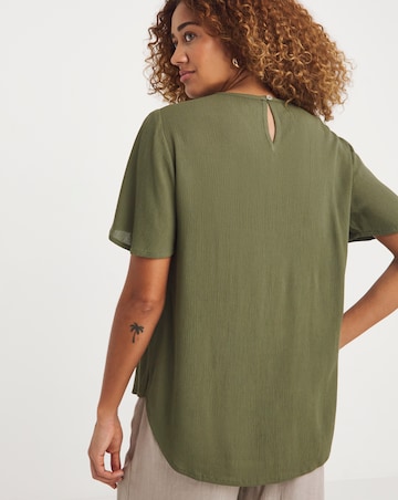 Crinkle Boxy Fluted Sleeve Top