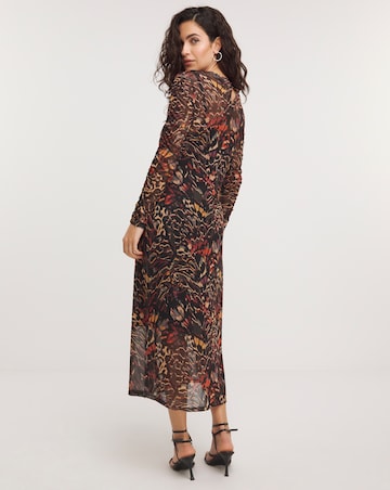 Midi Mesh Dress with Long Sleeves
