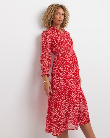 French Connection Billi Hallie Crinkle Frill Midi Dress